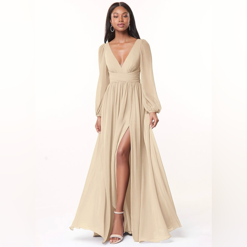 Azazie Long Sleeve Chiffon Dress